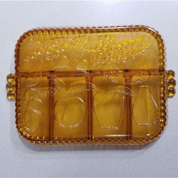 Vintage 5 Part Relish Tray‎ Indiana Glass Amber - Picture 2 of 7